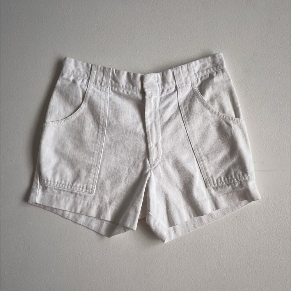 Vtg 70s White Brushed Cotton Mens Retro Surf Shorts / 30" w Handmade Sporty